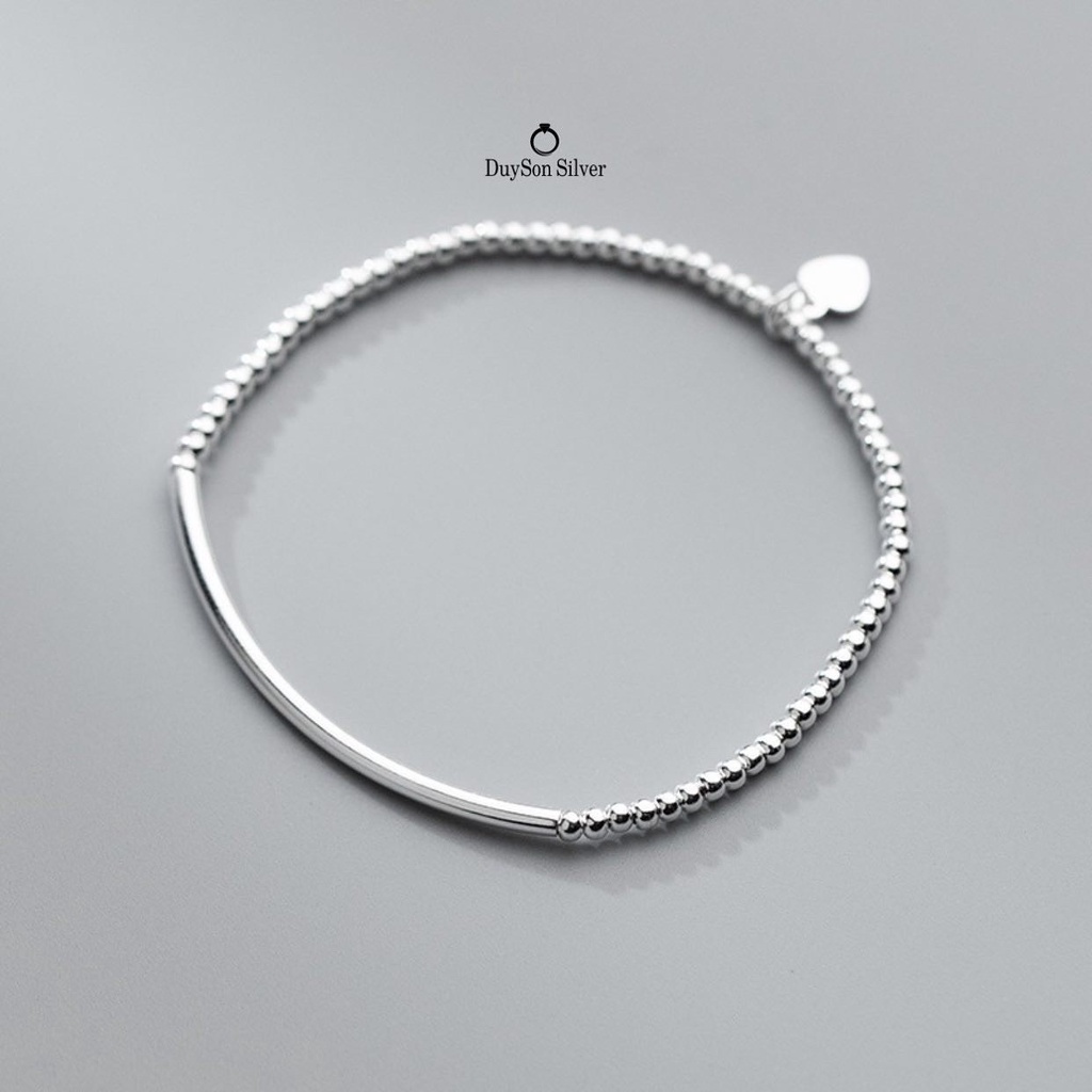 Lắc tay bạc nữ bi tròn charm trái tim DUYSON SILVER, vòng tay bạc 925 đơn giản cá tính [LTKX6]