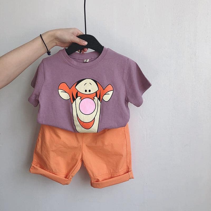 Áo Phông Cho Bé, In Hình Ngỗ Nghĩnh, Màu[XANH, VÀNG, TÍM, HỒNG, TRẮNG] Vải Thun Cotton QC Size 11-30Kg