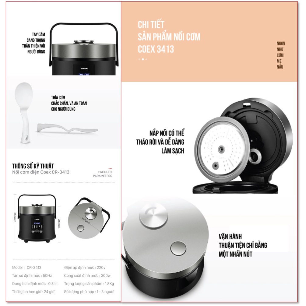 Nồi cơm điện tử 0.8L Coex CR-3413