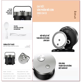 [MediaMart ONLINE-Ship 0đ] Nồi cơm điện tử 0.8 lít Coex CR-3413