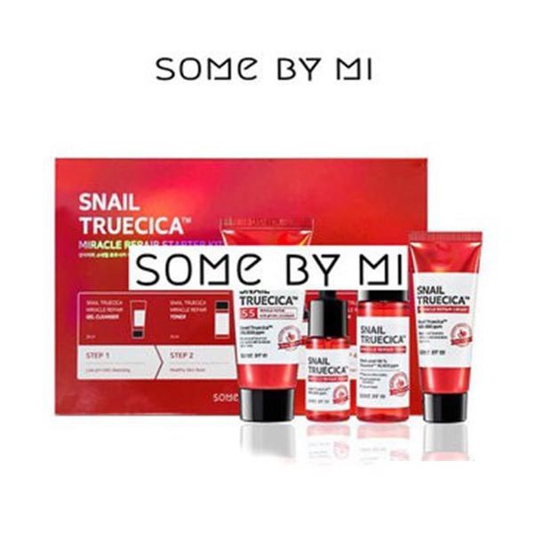 Bộ Sản Phẩm Hỗ Trợ Phục Hồi Da Chiết Xuất Ốc Sên Some By Mi 4 Món Truecica Miracle Repair Starter Kit