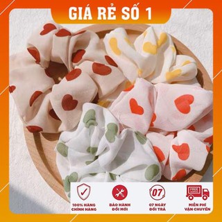 [FREESHIP - HÀNG LOAI 1] Buộc tóc, cột tóc  vải Scrunchies Trái tim siêu xinh