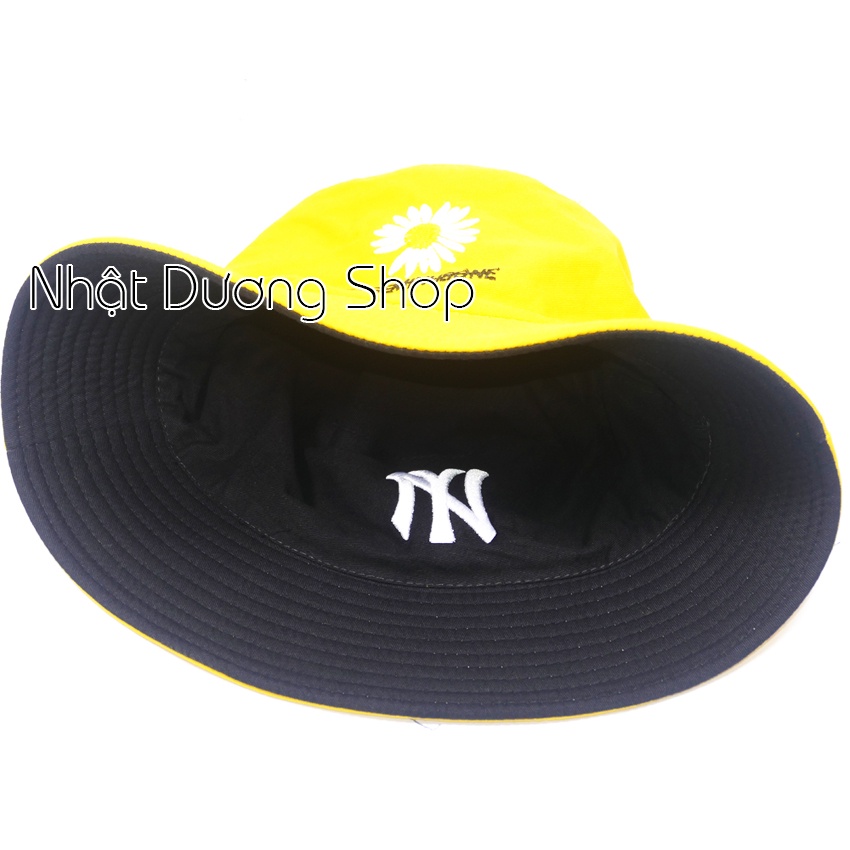 Nón tai bèo Hoa cúc 2 mặt,thêu hình hoa cúc và chữ NY chất liệu Cotton thoáng mát thích hợp cho nam nữ