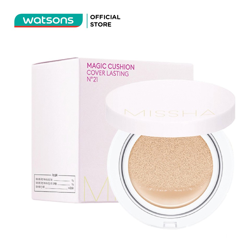 Phấn Nước Missha Magic Cushion Cover Lasting Kiềm Dầu SPF50+ Pa+++ 15g - 21 Tông Sáng