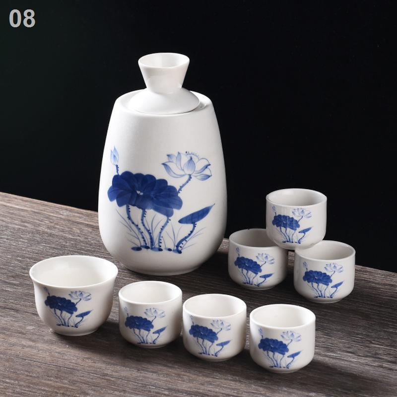 Bình rượu nóng ấm bộ tách gốm vàng hơn trắng ly