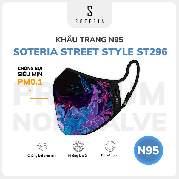 Khẩu trang thời trang Soteria Street Style ST296 - N95 lọc 99% bụi mịn 0.1 micro - Size S,M,L