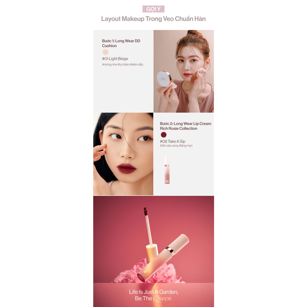 [TẶNG MẶT NẠ NHẬT BẢN] Son kem lì Gilaa long wear lip cream 2 rich rosie - version 2