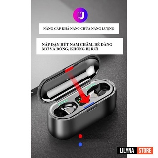 Tai nghe không dây F9 Tws 5.0 quốc tế không dây cảm ứng, tai nghe bluetooth f9 chống nước tích hợp sạc dự phòng