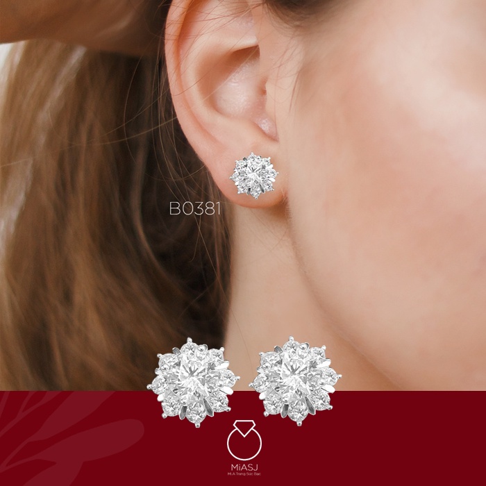 Bông tai nữ bạc Ý S925 MiASJ chốt vặn kết đá Newzeland cao cấp B0373/B0380/B0381/B0382