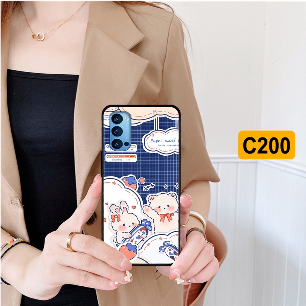Ốp lưng Oppo Reno 4 - Reno 4 Pro - Reno4 - Reno4 Pro in hình caro gấu thỏ dễ thương