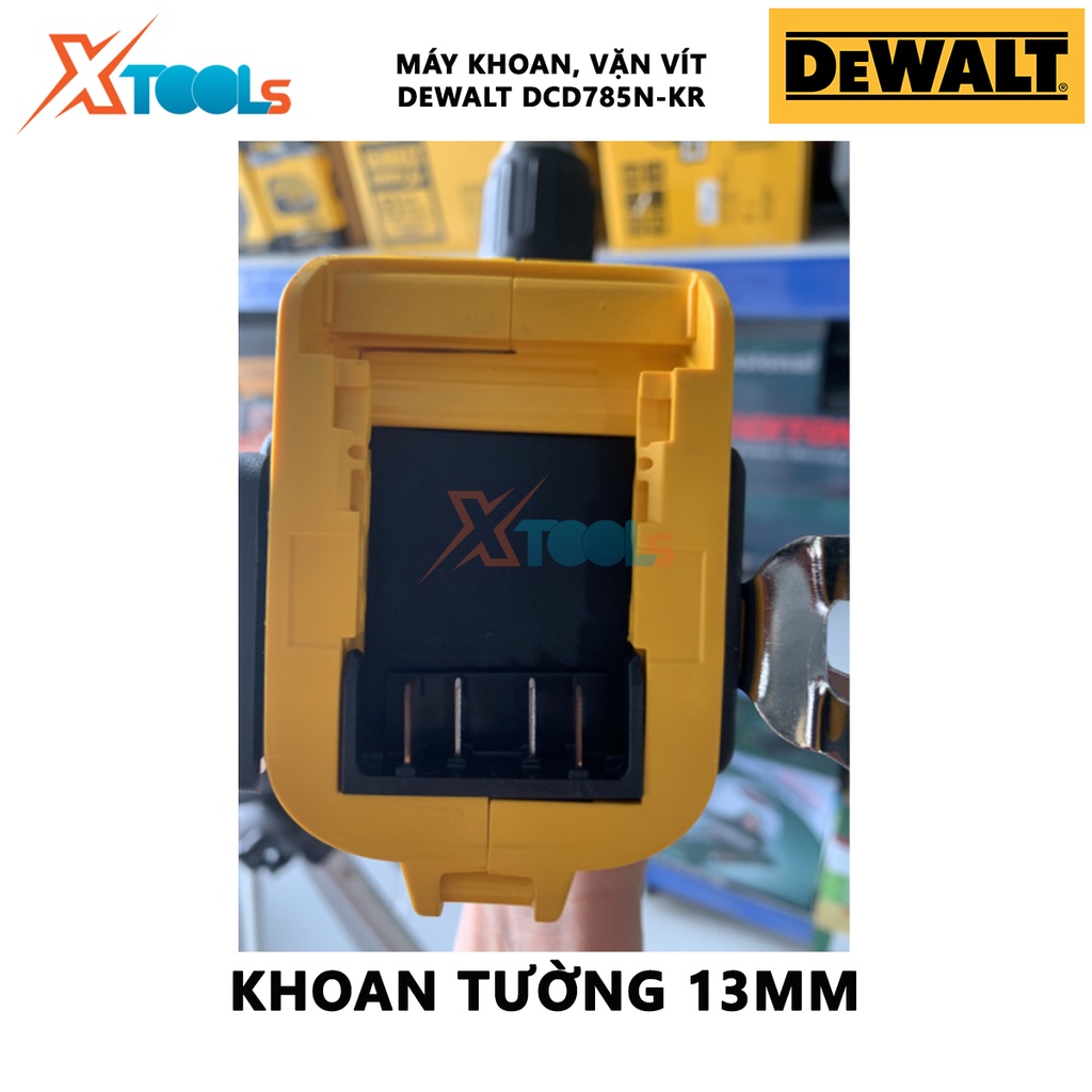 Máy vặn vít cầm tay DEWALT DCD785N-KR máy khoan dùng pin Điện thế 18V, Tốc độ không tải 0-2.000 vòng/ phút,dùng để khoan