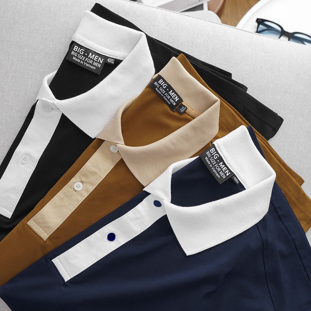 [bigsize] Áo thun polo cotton 100% PHỐI CỔ đẹp đơn giản, thời trang 80-140kg