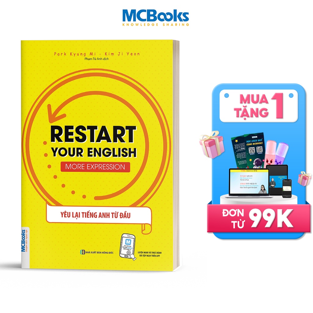 Sách - Restart your English - Restart Your English (Yêu Lại Tiếng Anh Từ đầu) - Mẫu Câu Giao Tiếp Thông Dụng - Kèm apps