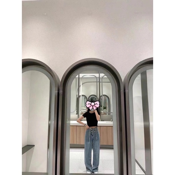 Quần jeans nữ dây thắt eo tôn dáng