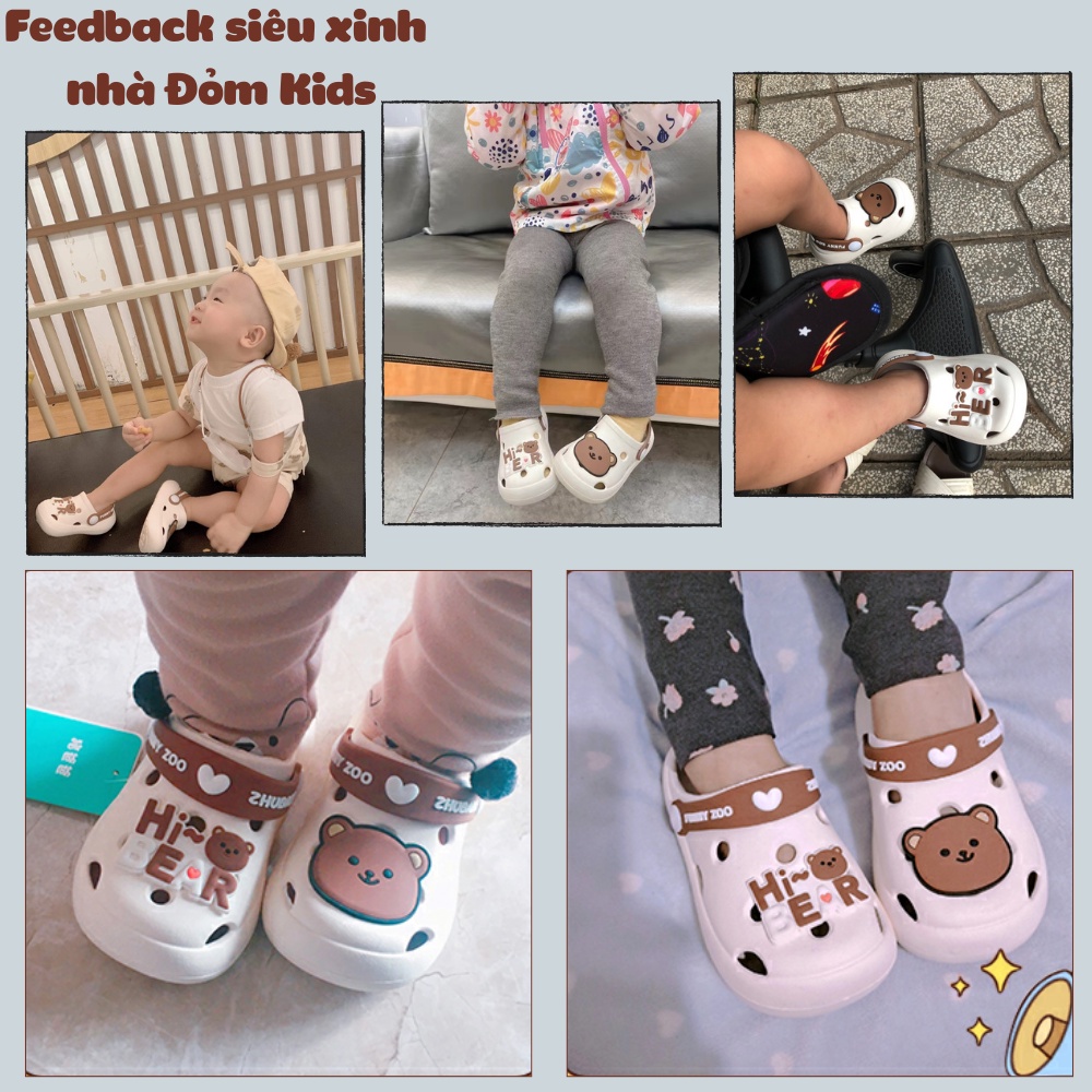 Dép bé gái, dép gấu cho bé siêu nhẹ đỏm kids, cross cho bé từ 1 đến 5 tuổi đế chống trượt DEP001