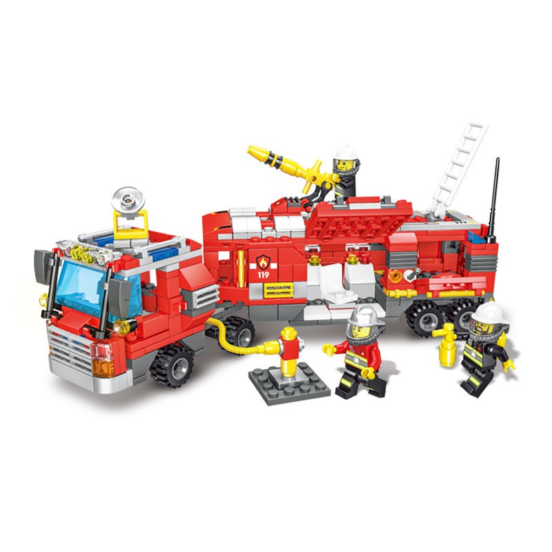 [701 CHI TIẾT] BỘ ĐỒ CHƠI LEGO XE CỨU HỎA SWAT, BAO GỒM TRỰC THĂNG, TÀU THUYỀN, LÍNH CỨU HỎA