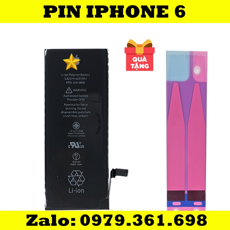 Pin IPhone 6 (1810 mAh) - Hàng new ( bảo hành 3 tháng ) - Tặng keo dán pin
