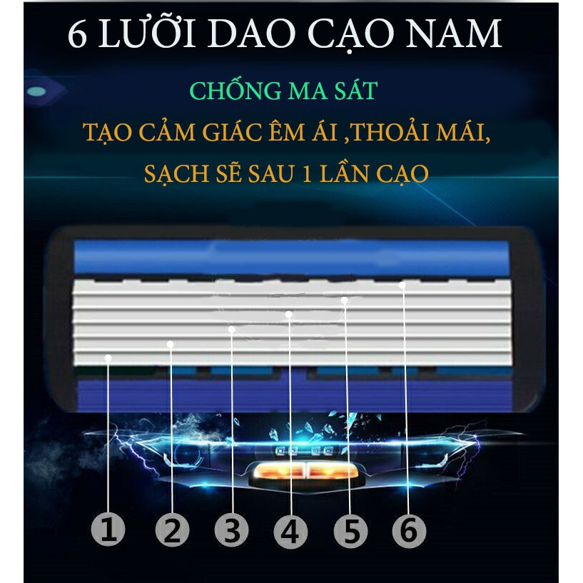 DAO CẠO RÂU 6 LƯỠI CAO CẤP-SIÊU BÉN SIÊU BỀN-DÙNG ĐƯỢC NHIỀU LẦN