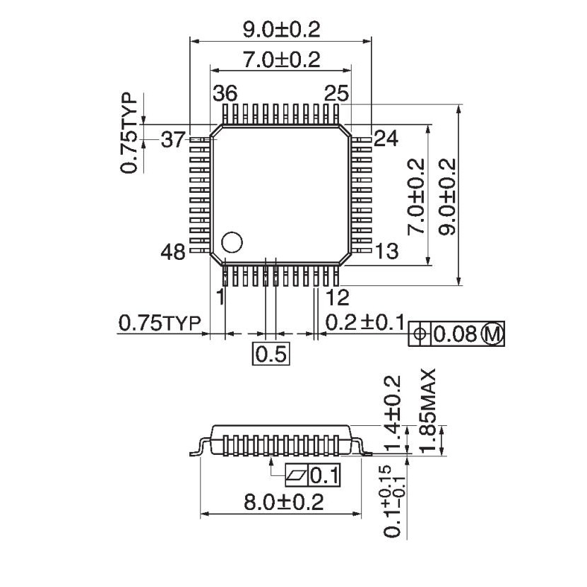 [1 CÁI] Đế nạp IC dán QFP48 (0.5mm)