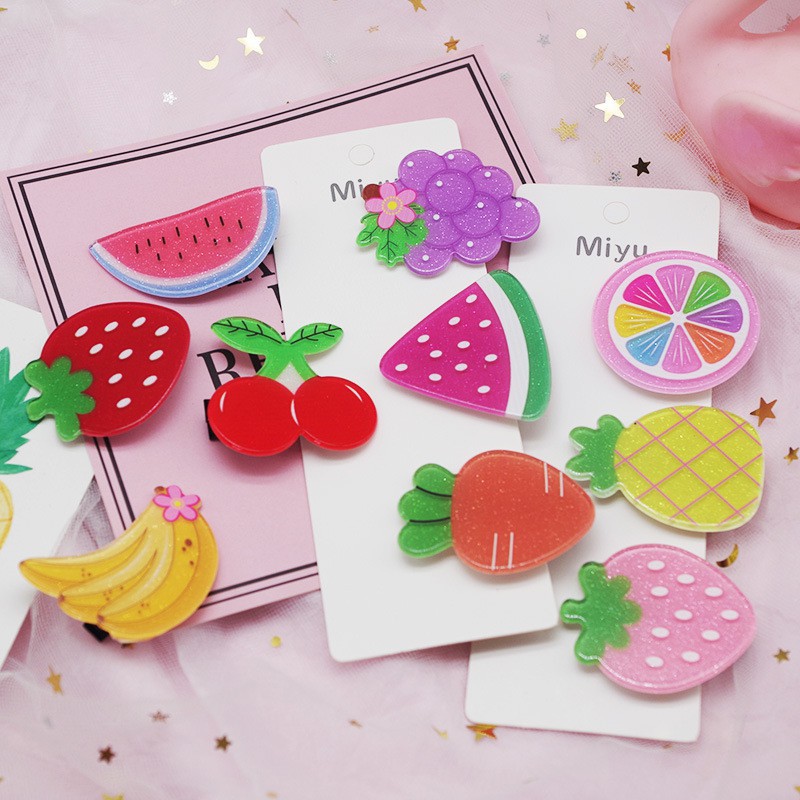 2Pcs Girls Hair Clips Cute Colorful Fruit Hair Pin Children Hairpin Princess Hair Accessories
