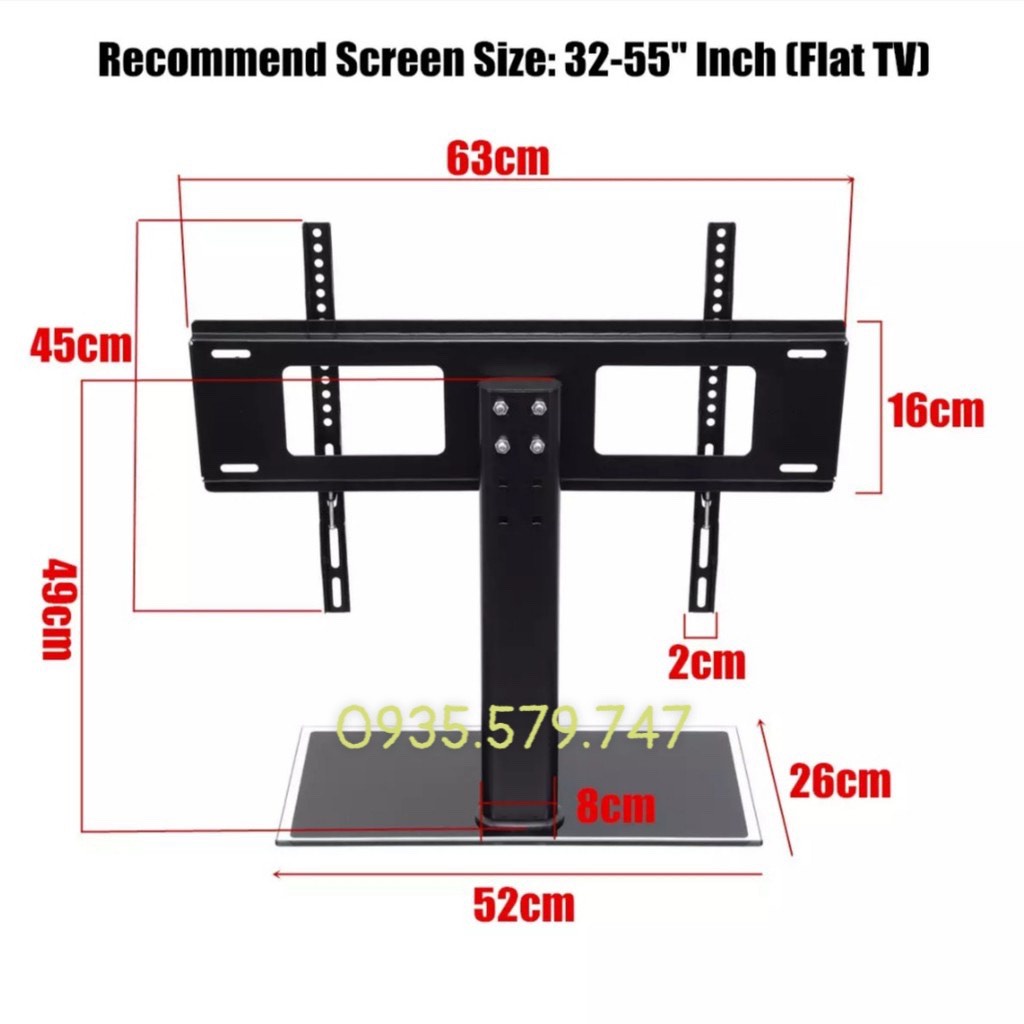 Chân đế tivi đa năng mặt kính cường lực 32-55 inch siêu đẹp và chắc chắn - hàng nhập khẩu