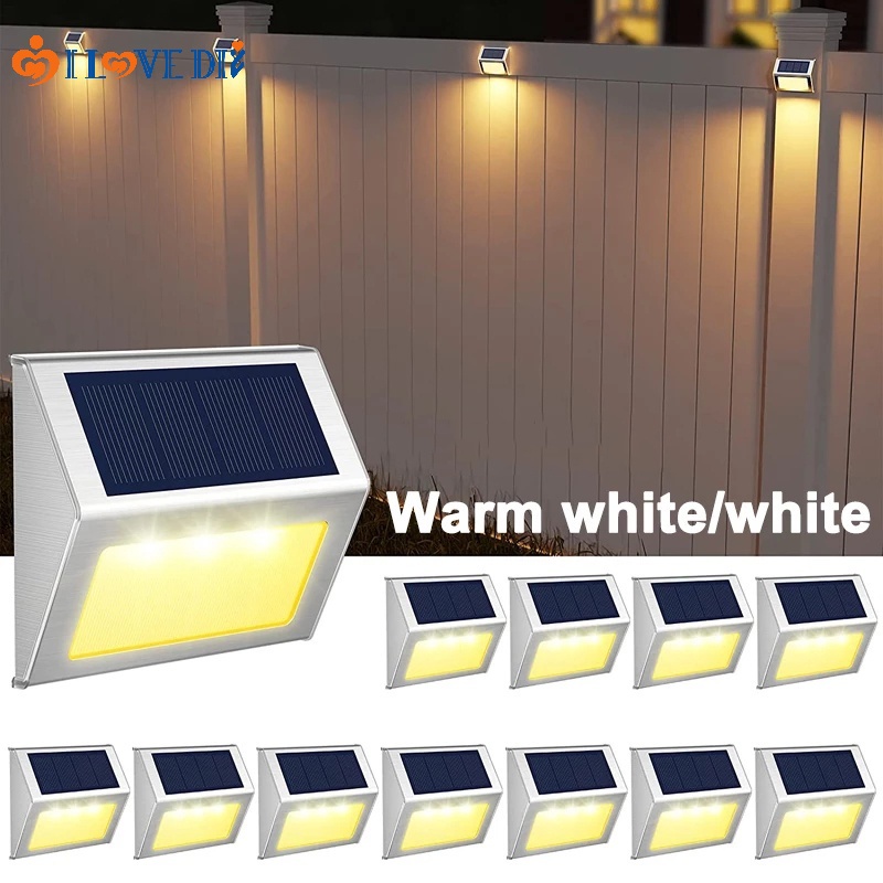Đèn LED 3 Bóng IP44 Chạy Bằng Năng Lượng Mặt Trời Chống Thấm Nước Gắn Cầu Thang Ngoài Trời