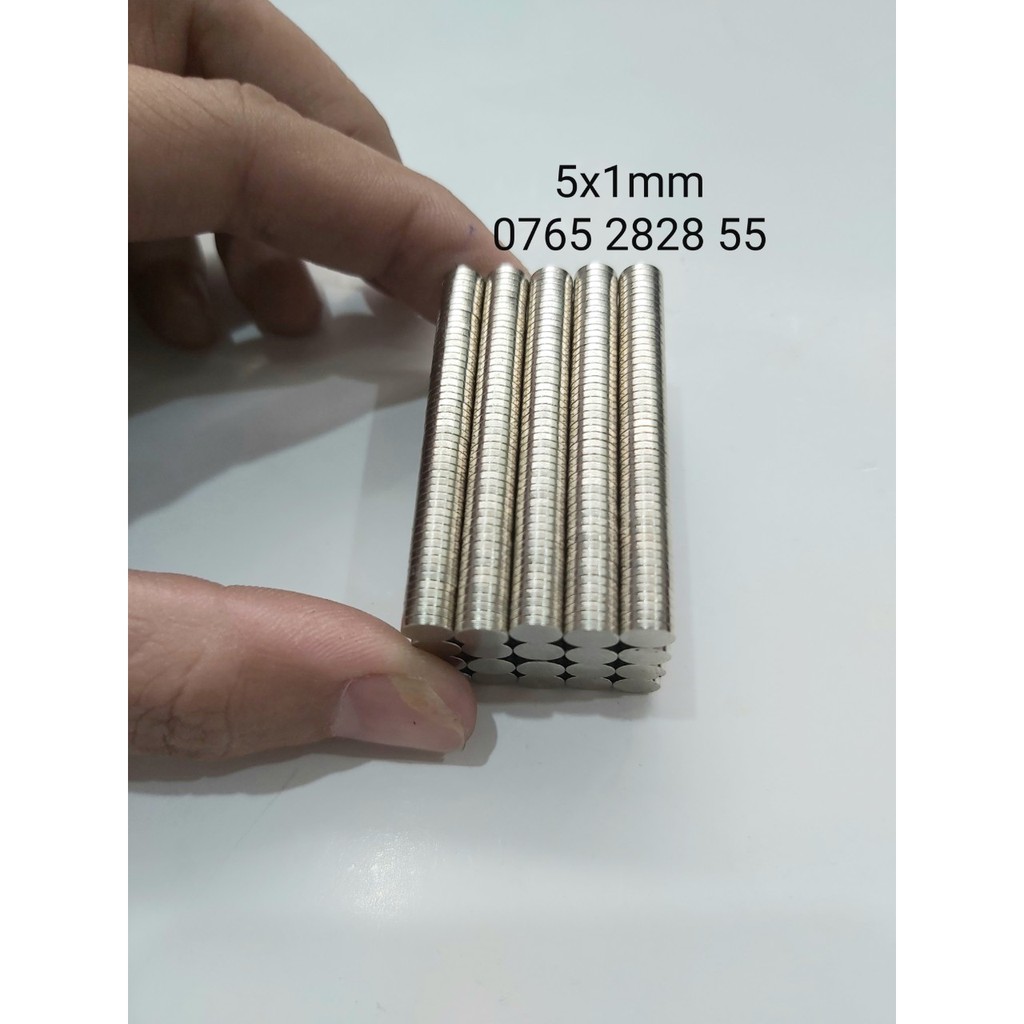 10 viên Nam châm tròn mỏng 5x1mm- set 10 viên