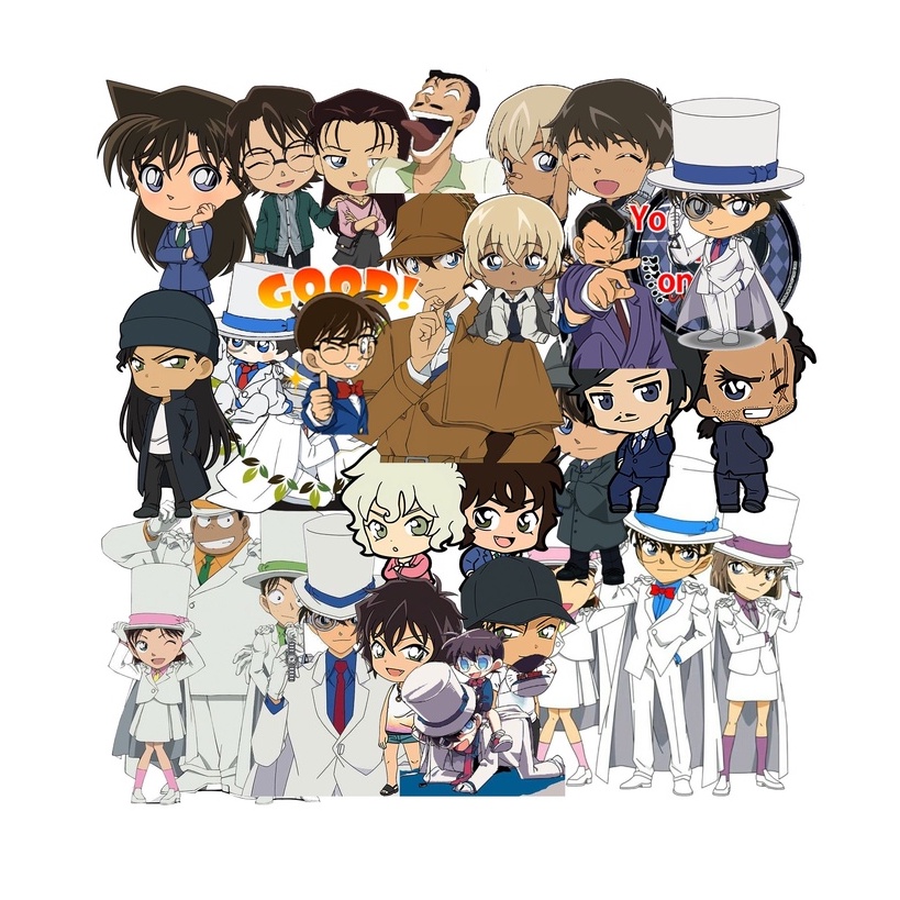 Bộ sticker nhãn dán hoạt hình thám tư Conan- siêu trộm Kid lừng danh