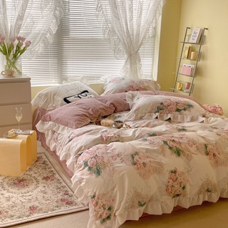 Cotton bèo ren Hoa Hồng Pháp- set vỏ chăn ga gối cotton