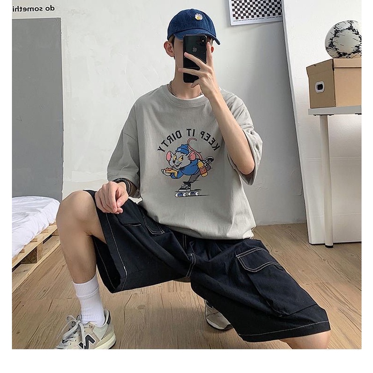 Áo thun tay lỡ unisex chuột Keep it dirty