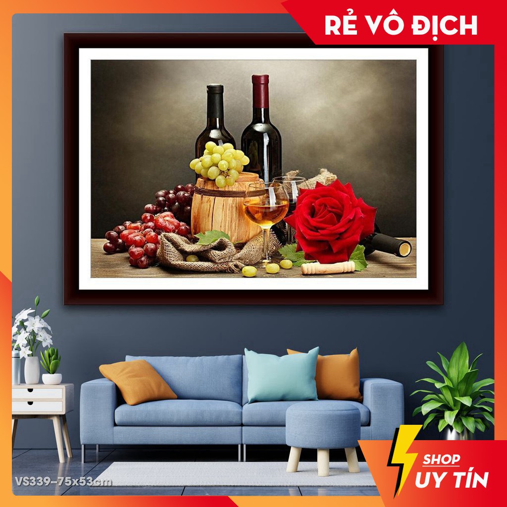 Tranh đính đá tự làm BÀN TIỆC TRÁI CÂY. Kích Thước: 75cm x 53cm