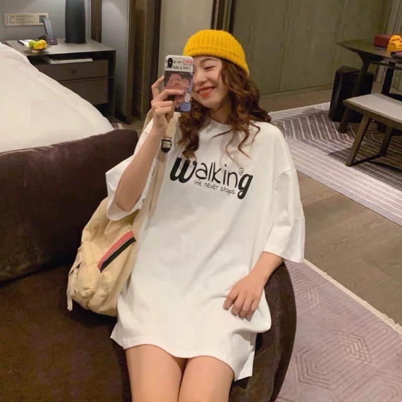 Áo Thun Walking Form Rộng PEONYB Unisex [FREESHIP]  Phông ngắn tay lỡ in hình phong cách vintage 3158 cá tính Ulzzang