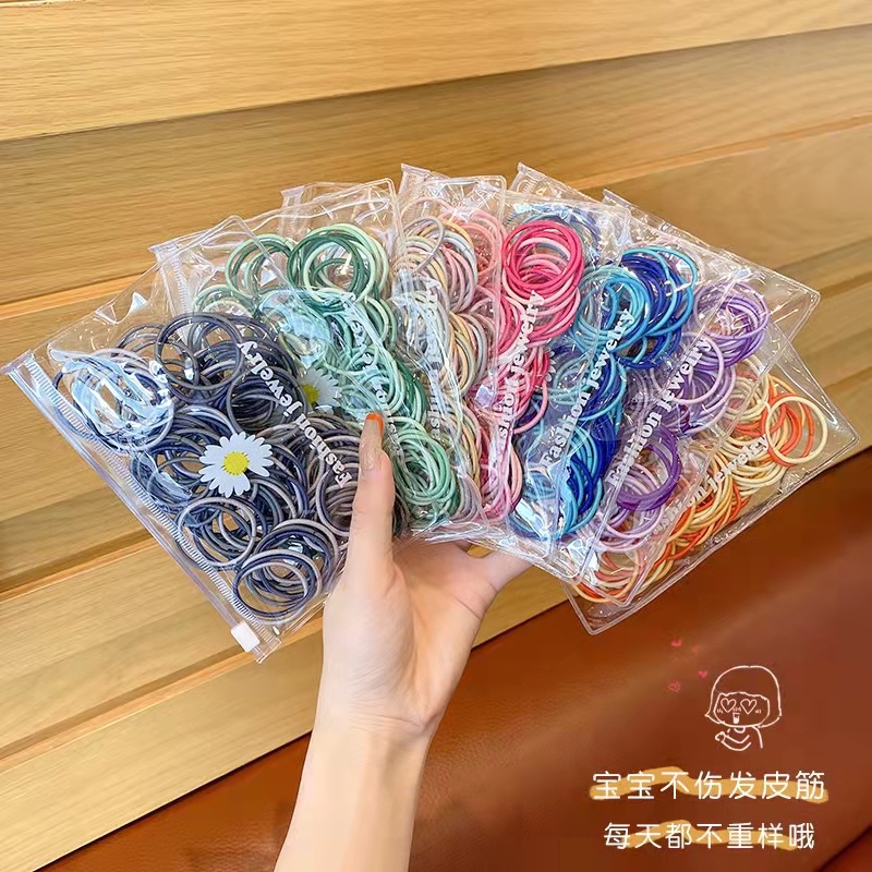 Dây Buộc Tóc Không Đau Màu Sắc Đơn Giản Phong Cách Hàn Quốc Dễ Thương Cho Bé Gái