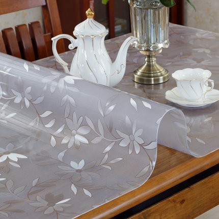 Khăn trải bàn pvc hoa văn mộc lan trắng - khăn trải bàn ăn - bàn phòng khách