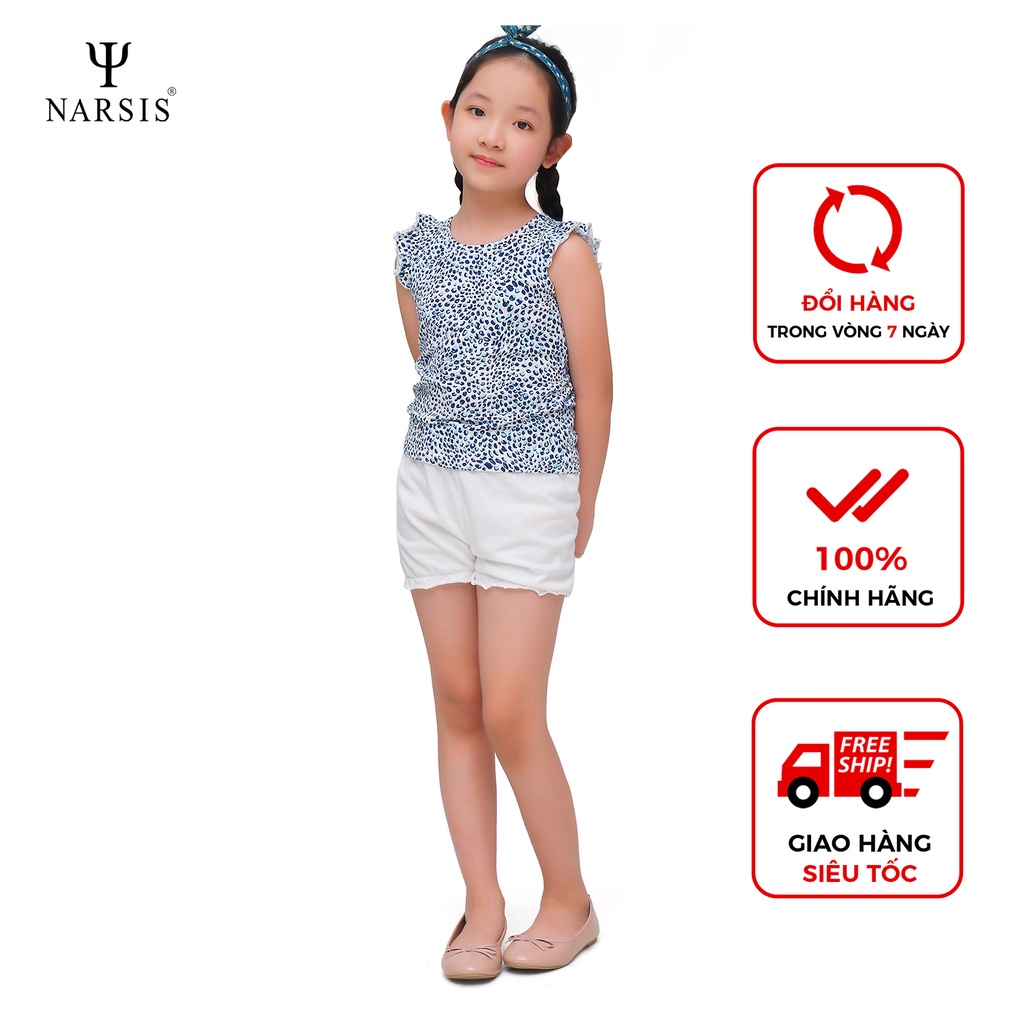 Bộ đồ hè bé gái Narsis KM0004 da báo trắng xanh