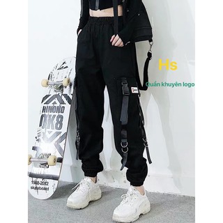 Unisex Quần Jogger Nam Nữ Phối Dây Thêu Logo Thời Trang Cá Tính