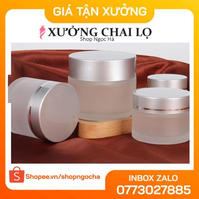 Hủ Đựng Kem ❤ GIÁ TỐT NHẤT ❤ [15g,20g,30g,50g] Hủ Chiết Mỹ Phẩm Thủy Tinh Nắp Bạc , phụ kiện du lịch