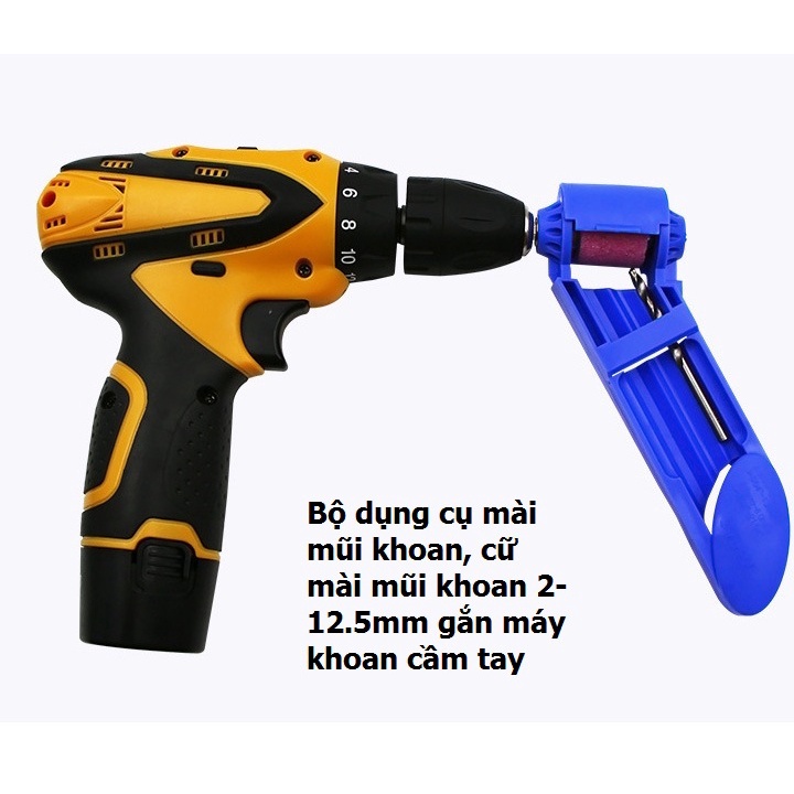 Bộ dụng cụ mài mũi khoan, cữ mài mũi khoan 2-12.5mm gắn máy khoan cầm tay