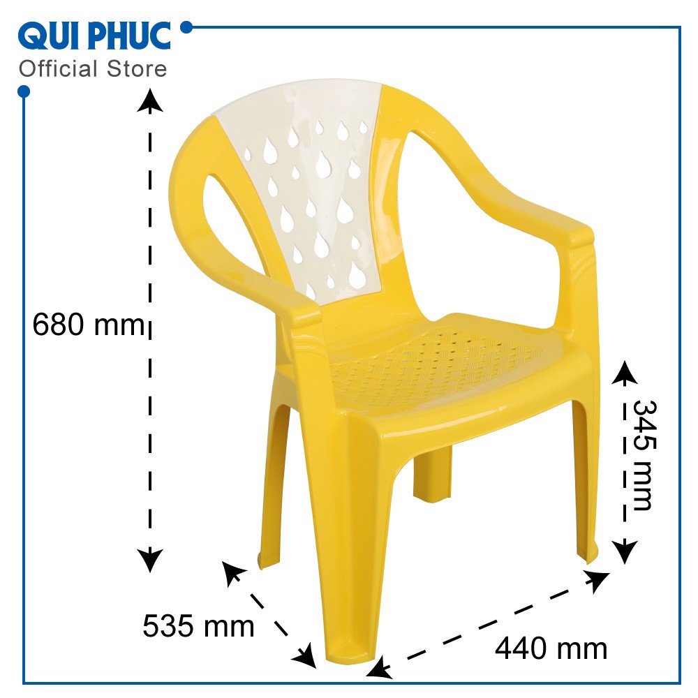 Ghế nhựa bành giọt nước Qui Phúc- chân đế cao su chống trượt- Tải trong 80kg