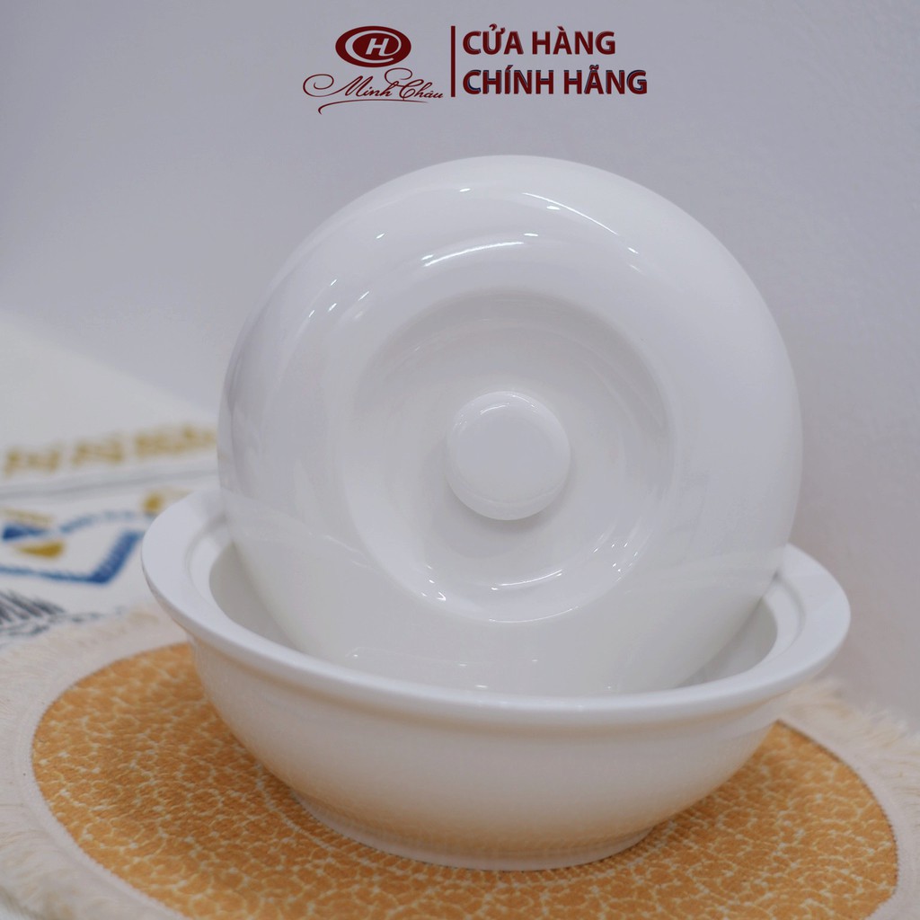 Âu Cơm Sứ Trắng Trơn Có Vành Dung Tích 1L - LC18 - Sứ Minh Châu