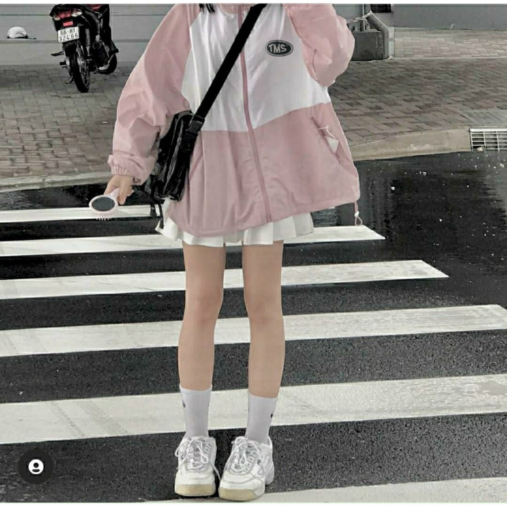 Áo Khoác Dù TMS LOGO MIDSIDE Nữ Ulzzang Unisex Form Rộng Bomber 7zia Jacke