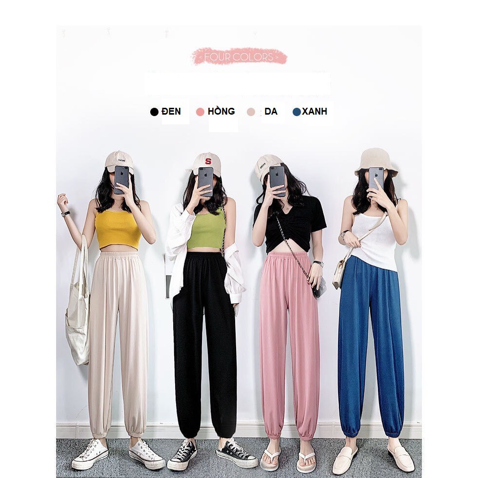 Quần JOGGER ỐNG RỘNG nữ kiểu quần bo gấu cạp cao thể thao DONNA GIRLS QD03