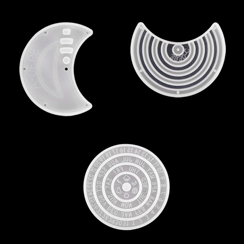 1 Bộ Khuôn Silicone Hình Mặt Trăng / Trái Tim Làm Lịch Treo Trang Trí Thủ Công