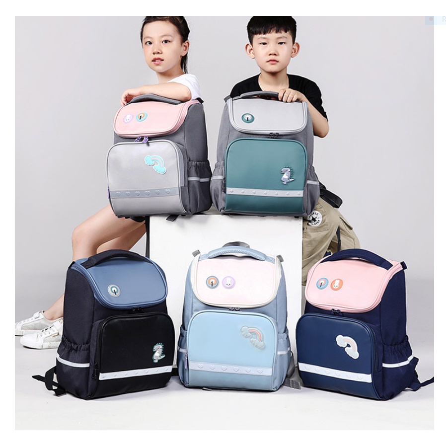 Ba lô học sinh cấp 1&2 siêu nhẹ chống gù chống nước cao cấp phong cách châu âu