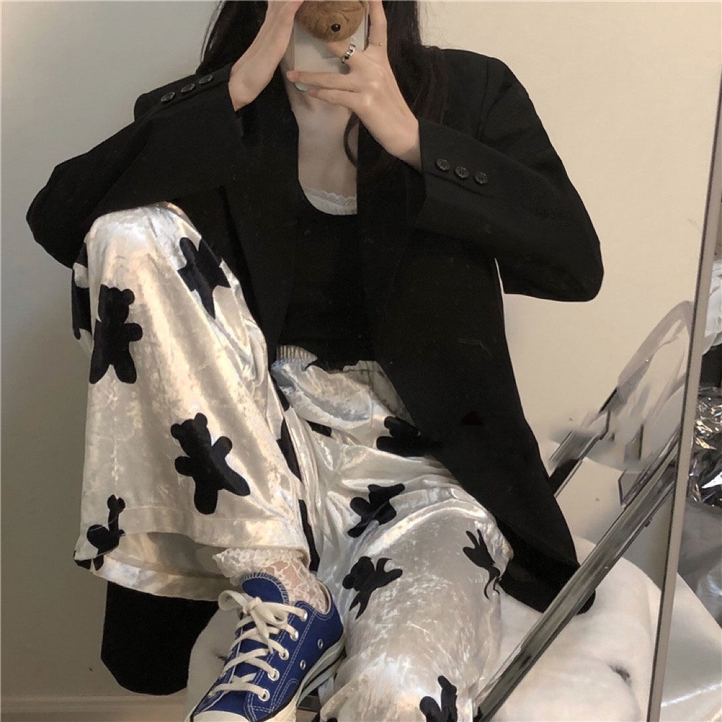 Quần dài ống rộng thời trang thu đông Hàn Quốc cho nữ 2021