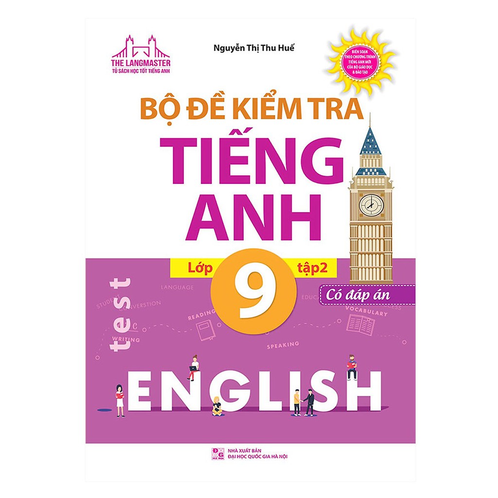 Sách - Combo Bộ Đề Kiểm Tra Tiếng Anh Lớp 9 Tập 1 và tập 2 Có đáp án + Kèm bút bi