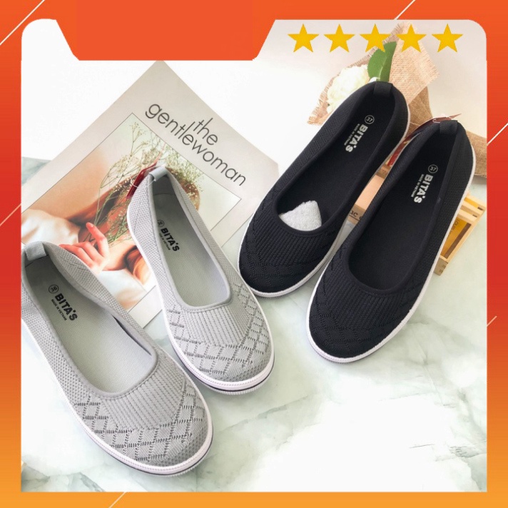 Giày thể thao nữ BITAS ❤️FREESHIP❤️ Giày bata slipon đi bộ, chạy bộ vải dệt mềm đế cao su GVW46 - SIÊU HOT