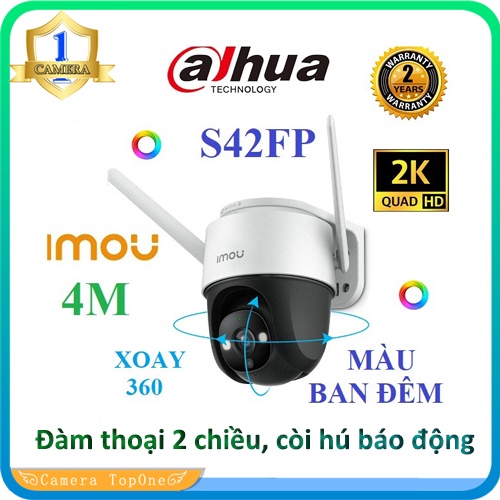 Camera  WIFI Không Dây Ngoài Trời  IMOU S22FP S42FP CRUISER 4M 2K HD PTZ (XOAY 360)-  Màu Đêm, Còi Hú, Đàm thoại 2 chiều