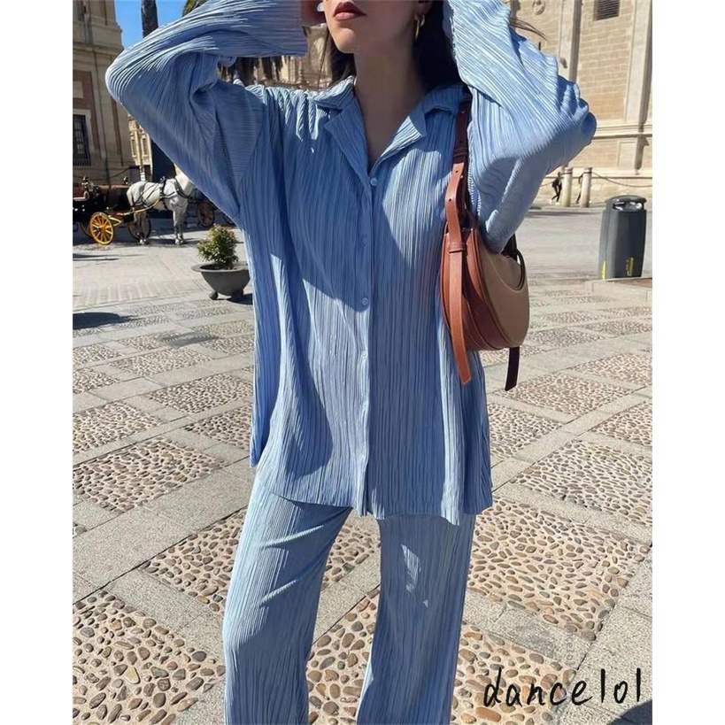 Set Áo Sơ Mi Tay Dài Có Nút &amp; Quần Dài Nhảy Múa 1O1 Cho Nữ