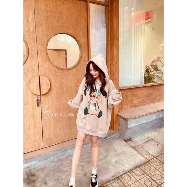50000 Áo Hoodie Nỉ Nữ Hàn Quốc Dáng Rộng Dài Tay BEA 2 Màu Siêu Xinh
